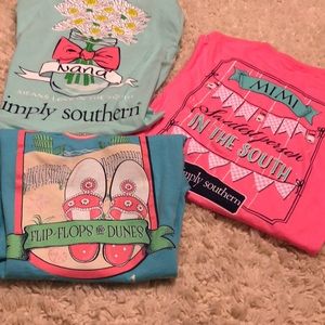 (3) simply southern t shirts